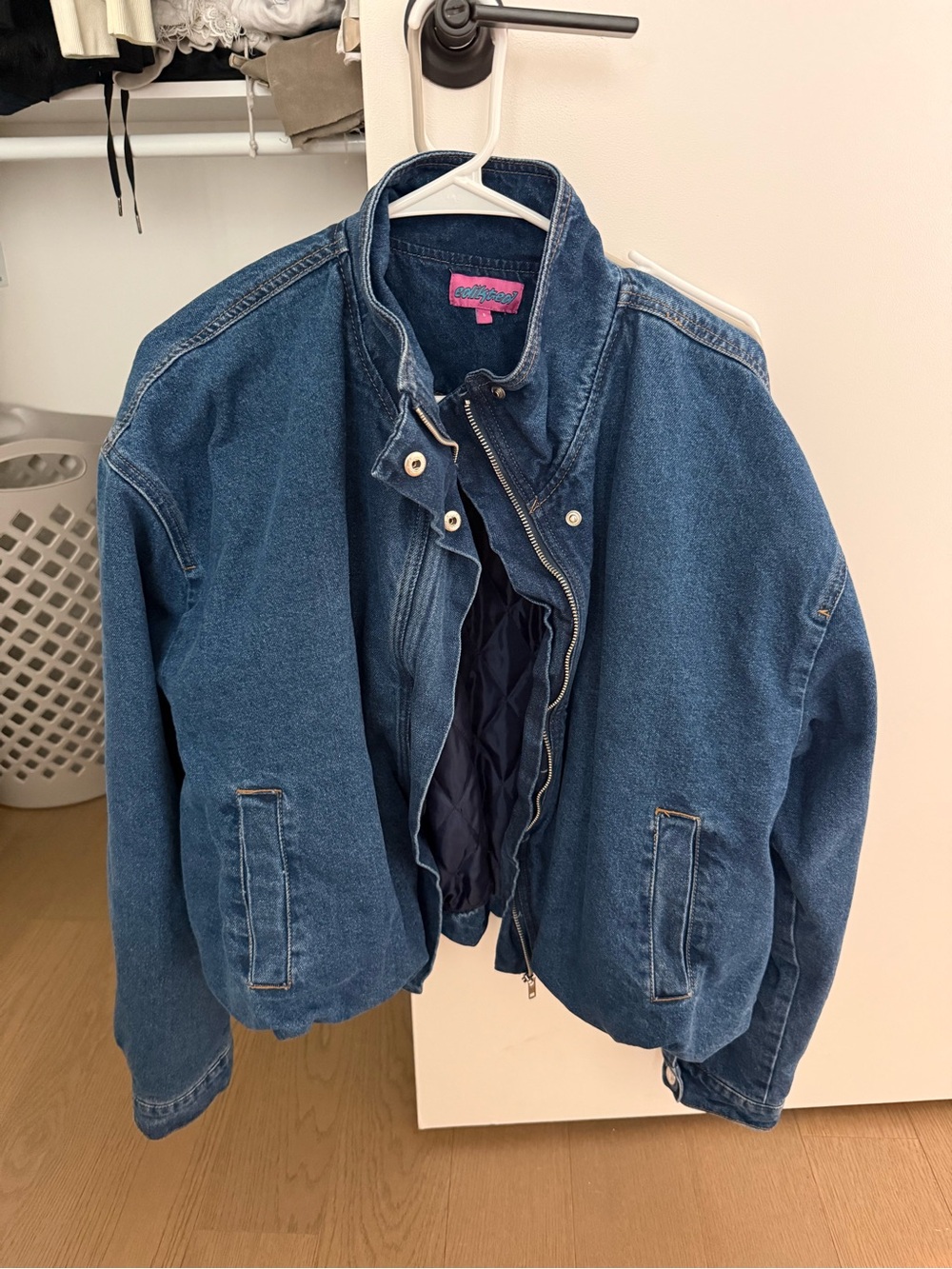 Edikted Hilary Oversized Denim Bomber Jacket - Picture 3 of 6